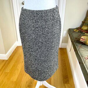 Kors Michael Kors Skirt Wool Pencil Tweed Check Black White Italy (6)